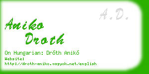 aniko droth business card